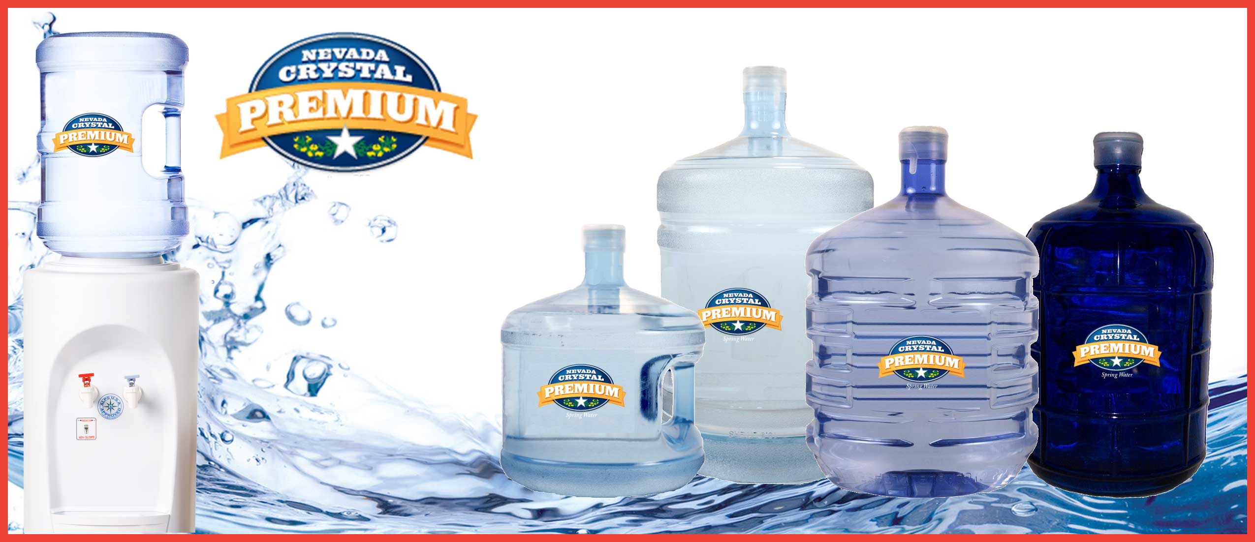 Bottles of pure spring water delivered by Nevada Crystal Premium’s spring water delivery service in Las Vegas.