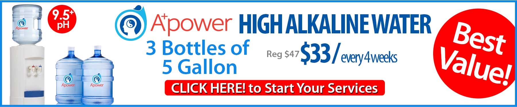 5. High Alkaline Water High alkaline water offered through our local water delivery service."