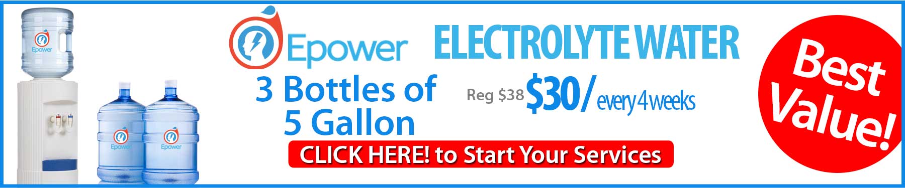 Electrolyte Water Electrolyte water available with our local water delivery service